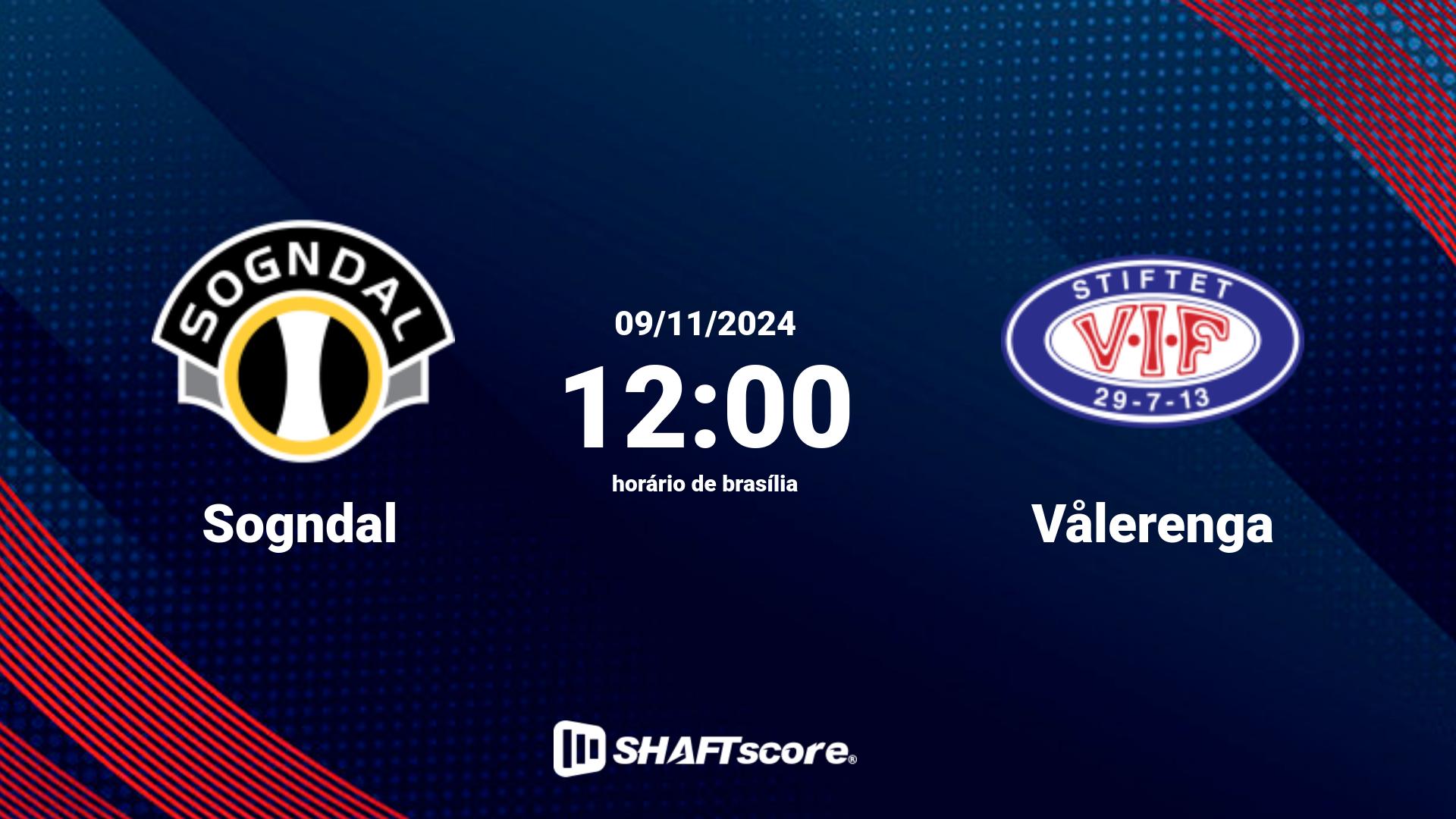 Estatísticas do jogo Sogndal vs Vålerenga 09.11 12:00