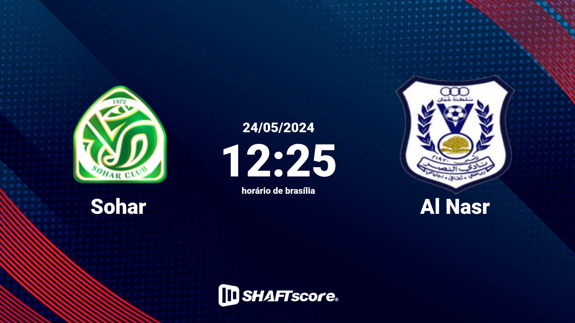 Estatísticas do jogo Sohar vs Al Nasr 24.05 12:25