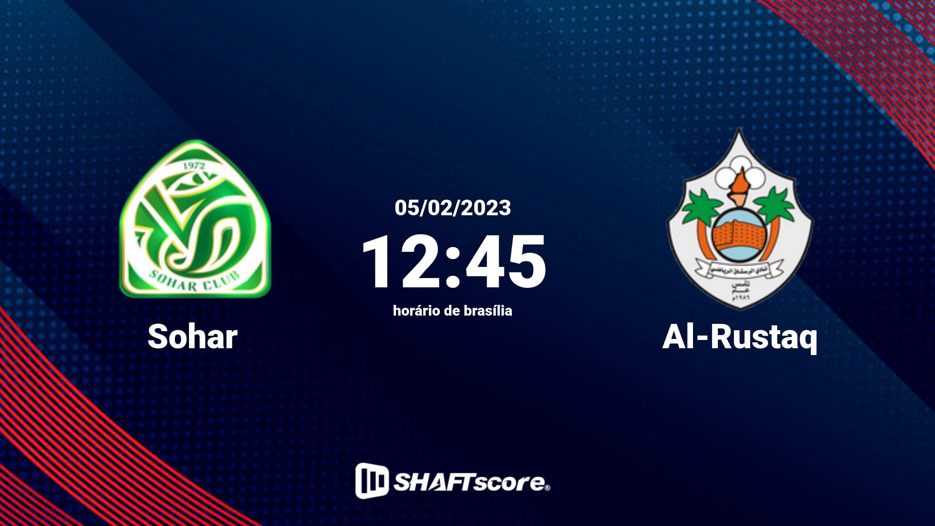 Estatísticas do jogo Sohar vs Al-Rustaq 05.02 12:45