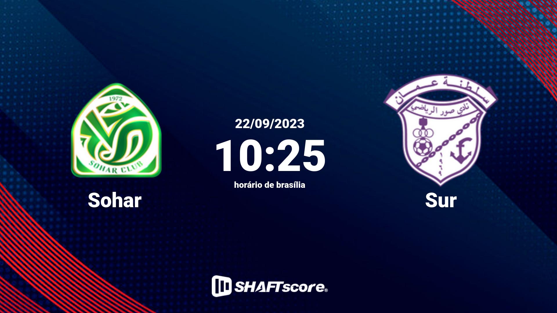 Estatísticas do jogo Sohar vs Sur 22.09 10:25