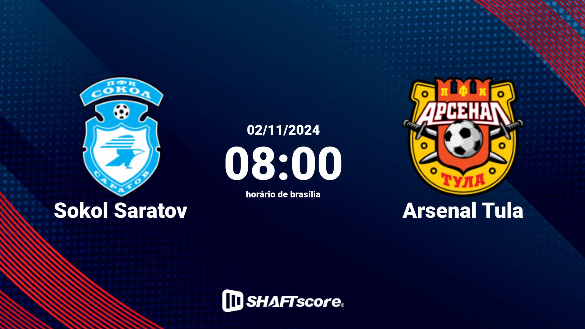 Estatísticas do jogo Sokol Saratov vs Arsenal Tula 02.11 08:00