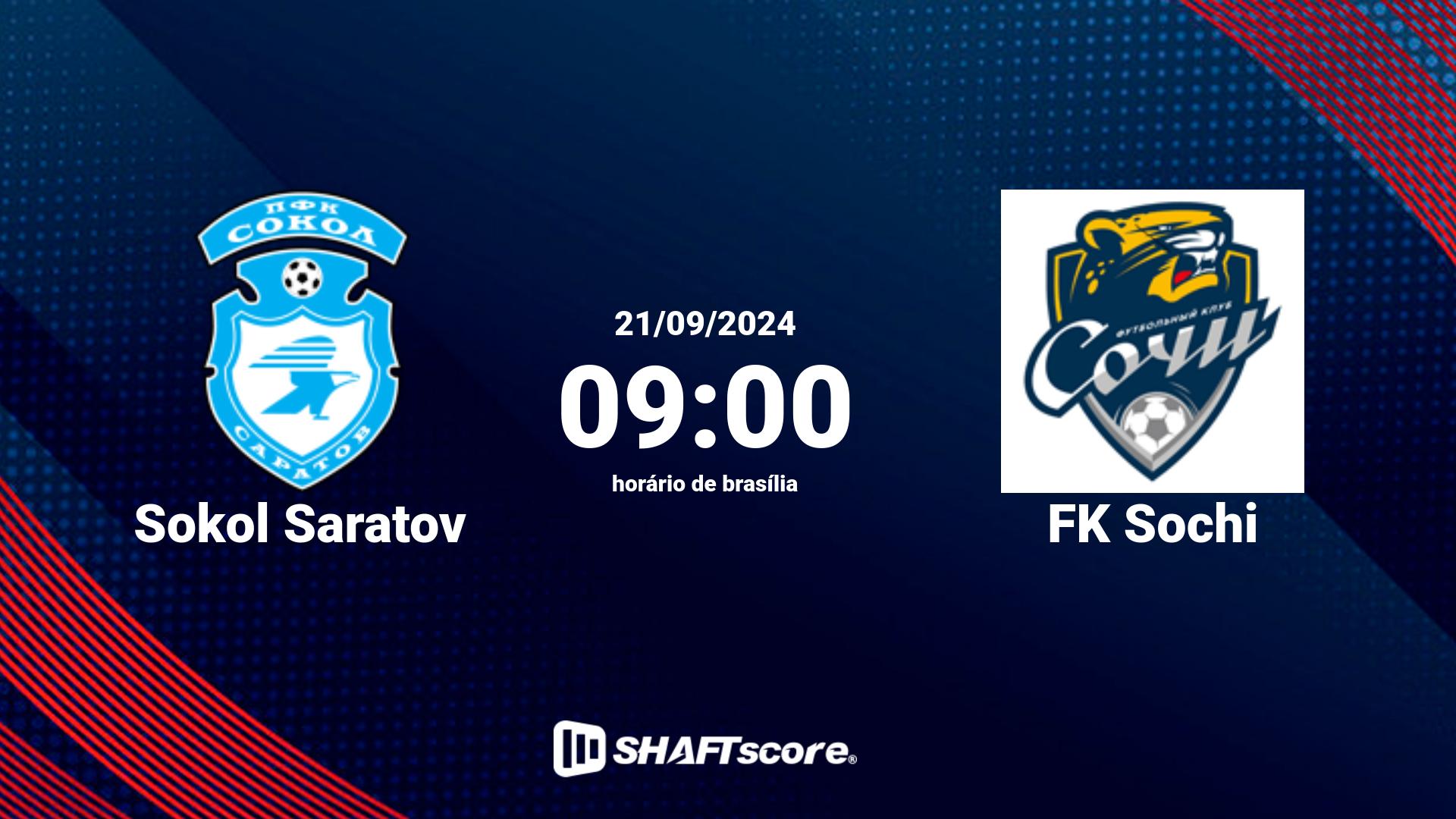 Estatísticas do jogo Sokol Saratov vs FK Sochi 21.09 09:00