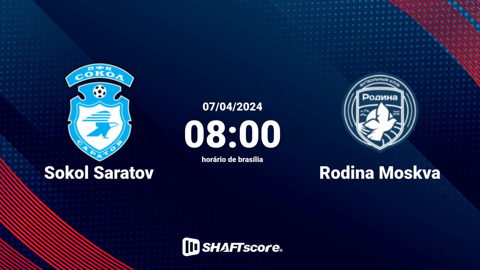 Estatísticas do jogo Sokol Saratov vs Rodina Moskva 07.04 08:00