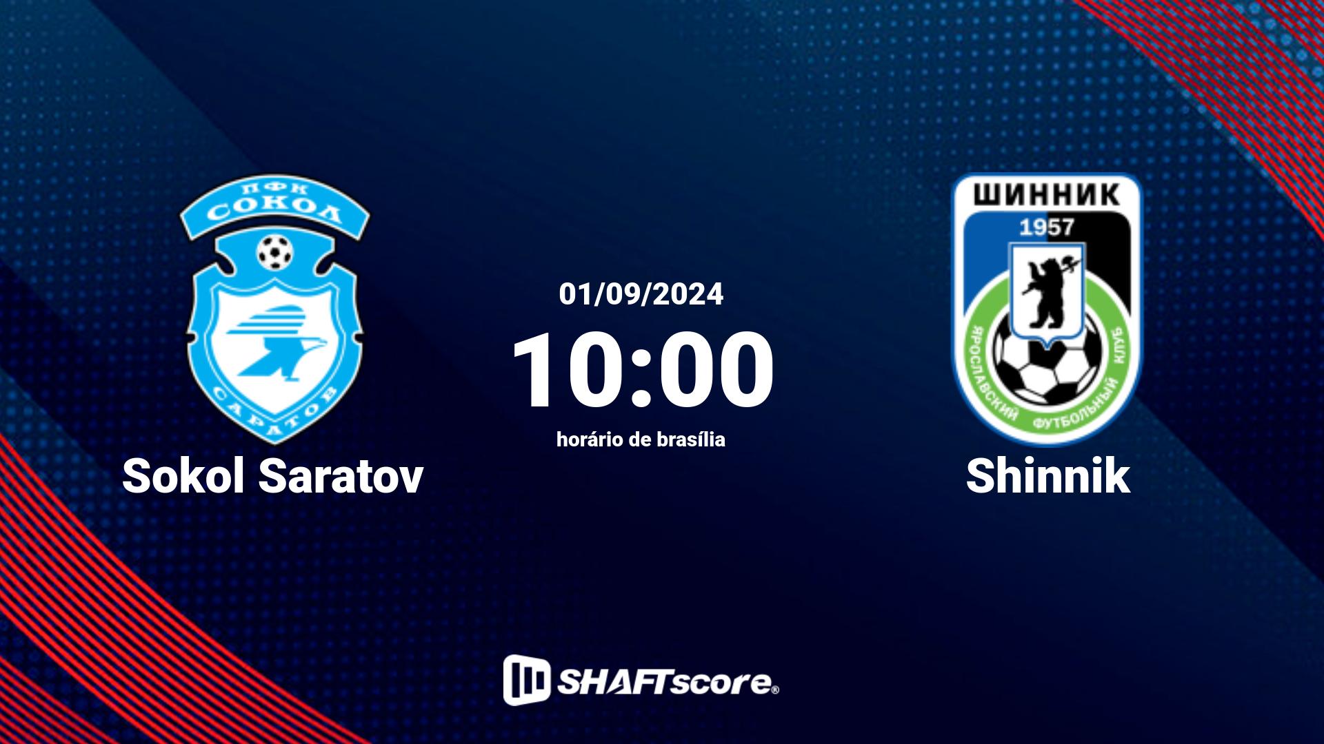 Estatísticas do jogo Sokol Saratov vs Shinnik 01.09 10:00