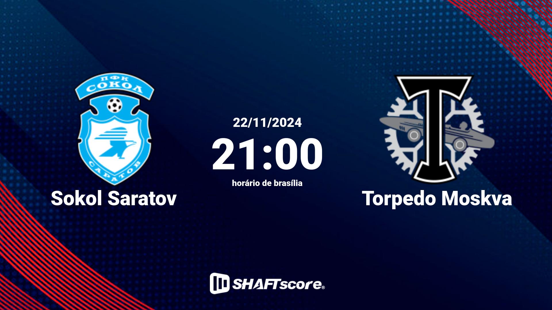 Estatísticas do jogo Sokol Saratov vs Torpedo Moskva 22.11 21:00