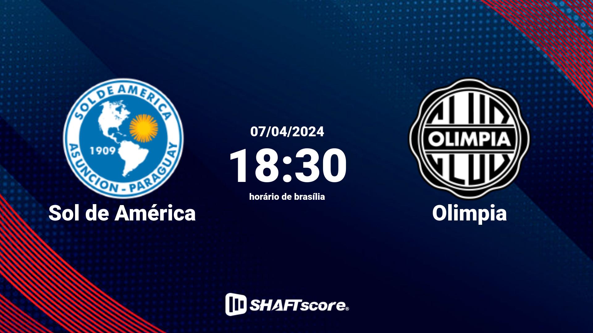 Estatísticas do jogo Sol de América vs Olimpia 07.04 18:30