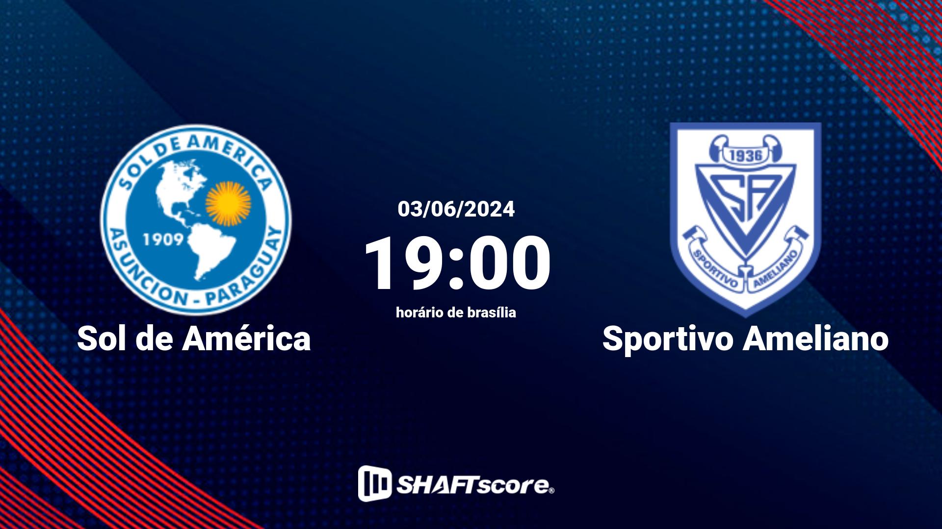 Estatísticas do jogo Sol de América vs Sportivo Ameliano 03.06 19:00