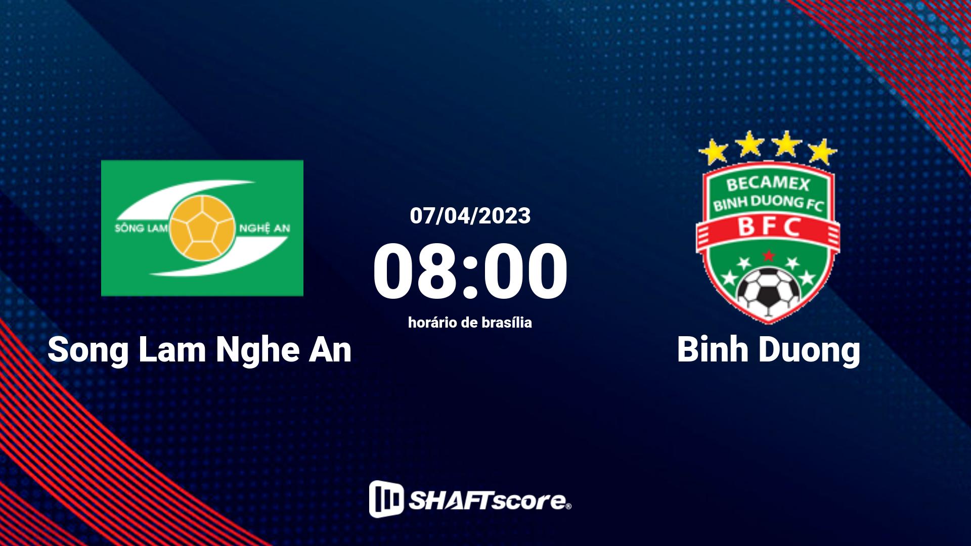 Estatísticas do jogo Song Lam Nghe An vs Binh Duong 07.04 08:00