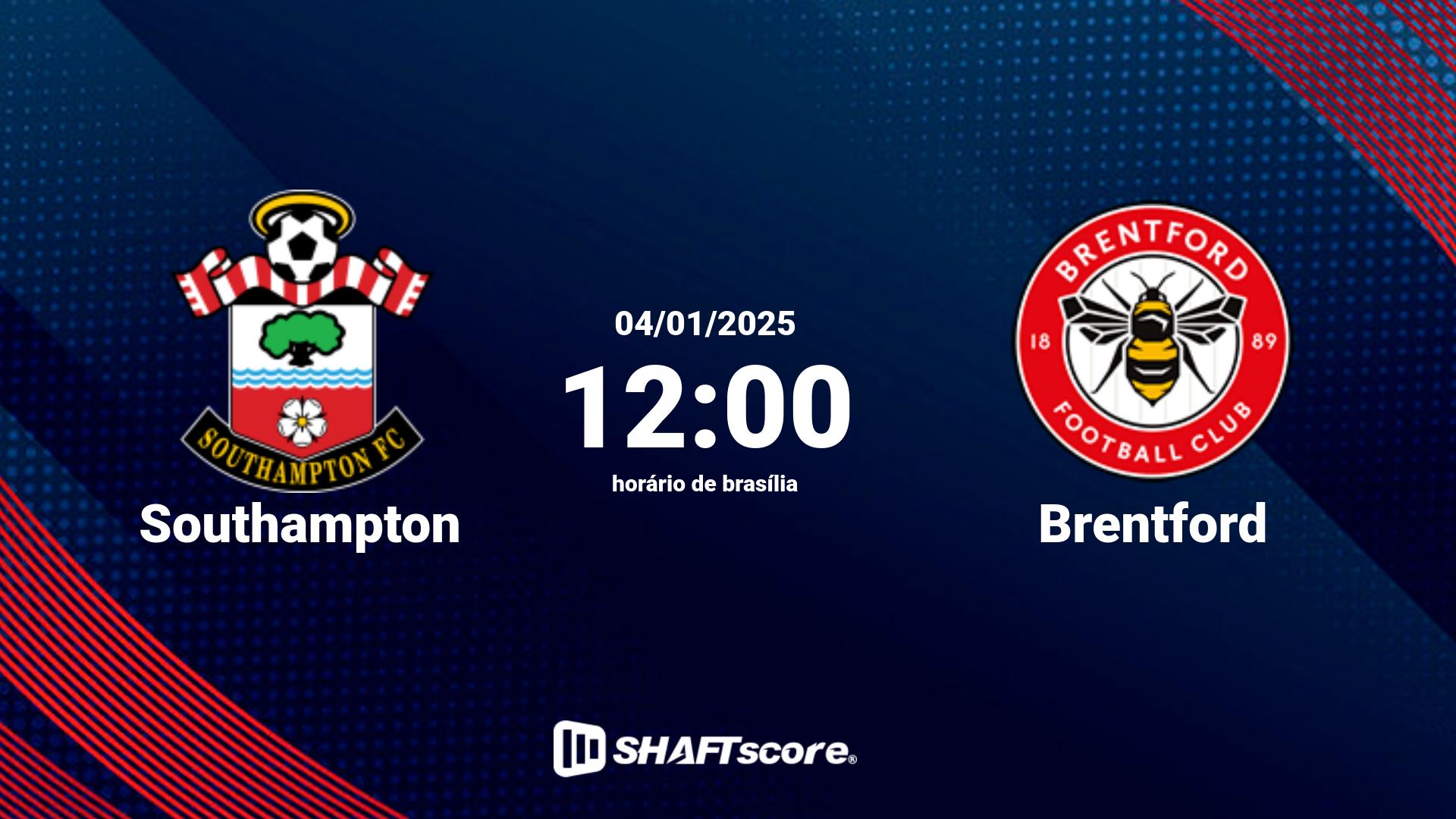 Estatísticas do jogo Southampton vs Brentford 04.01 12:00