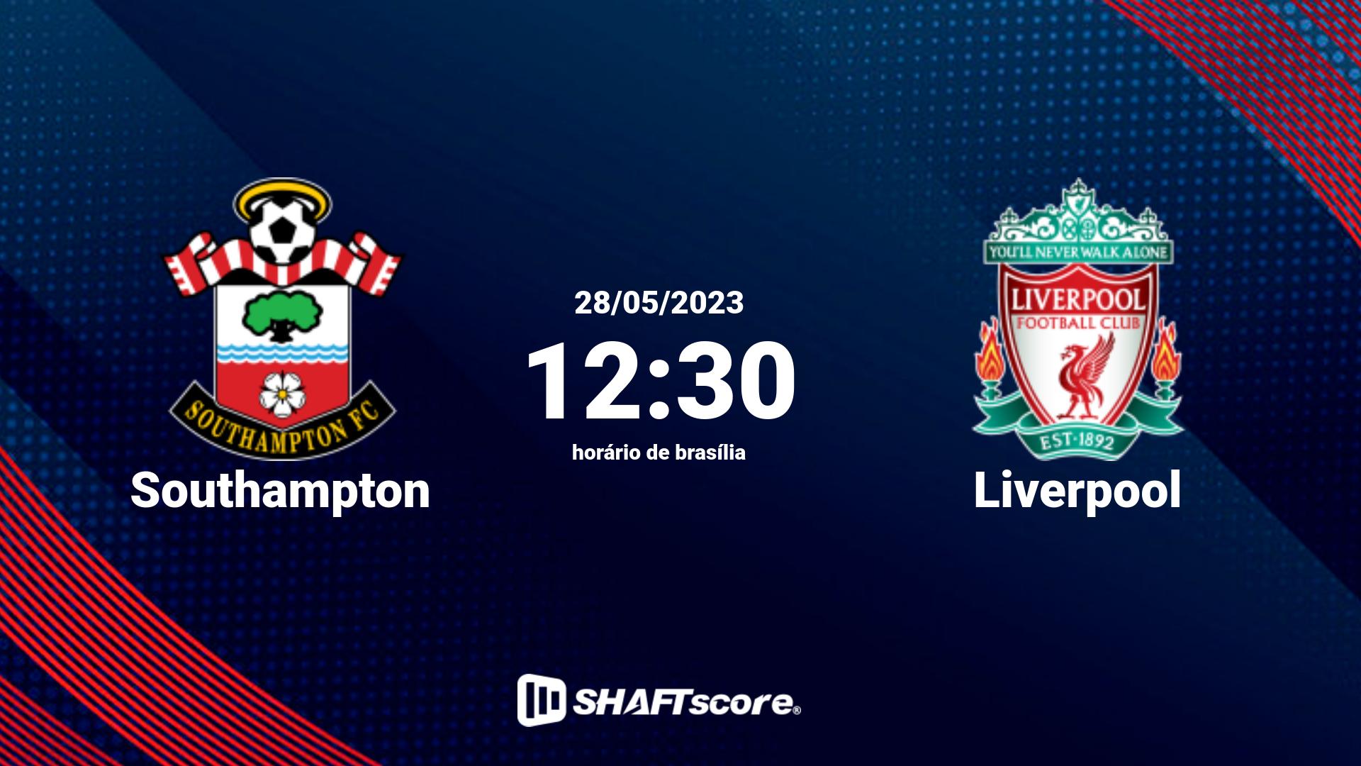 Estatísticas do jogo Southampton vs Liverpool 28.05 12:30