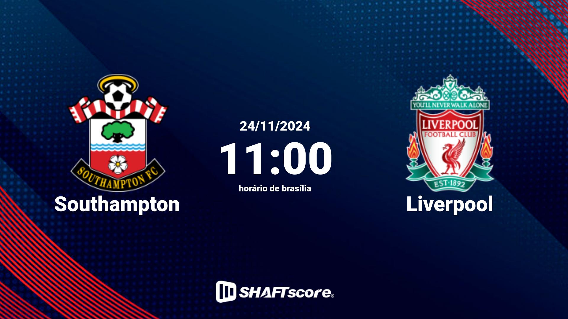 Estatísticas do jogo Southampton vs Liverpool 24.11 11:00