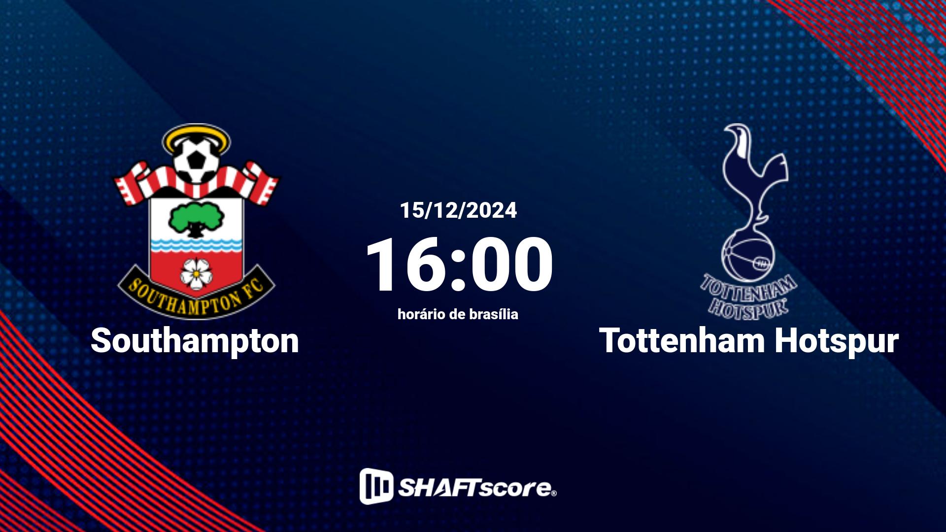 Estatísticas do jogo Southampton vs Tottenham Hotspur 15.12 16:00