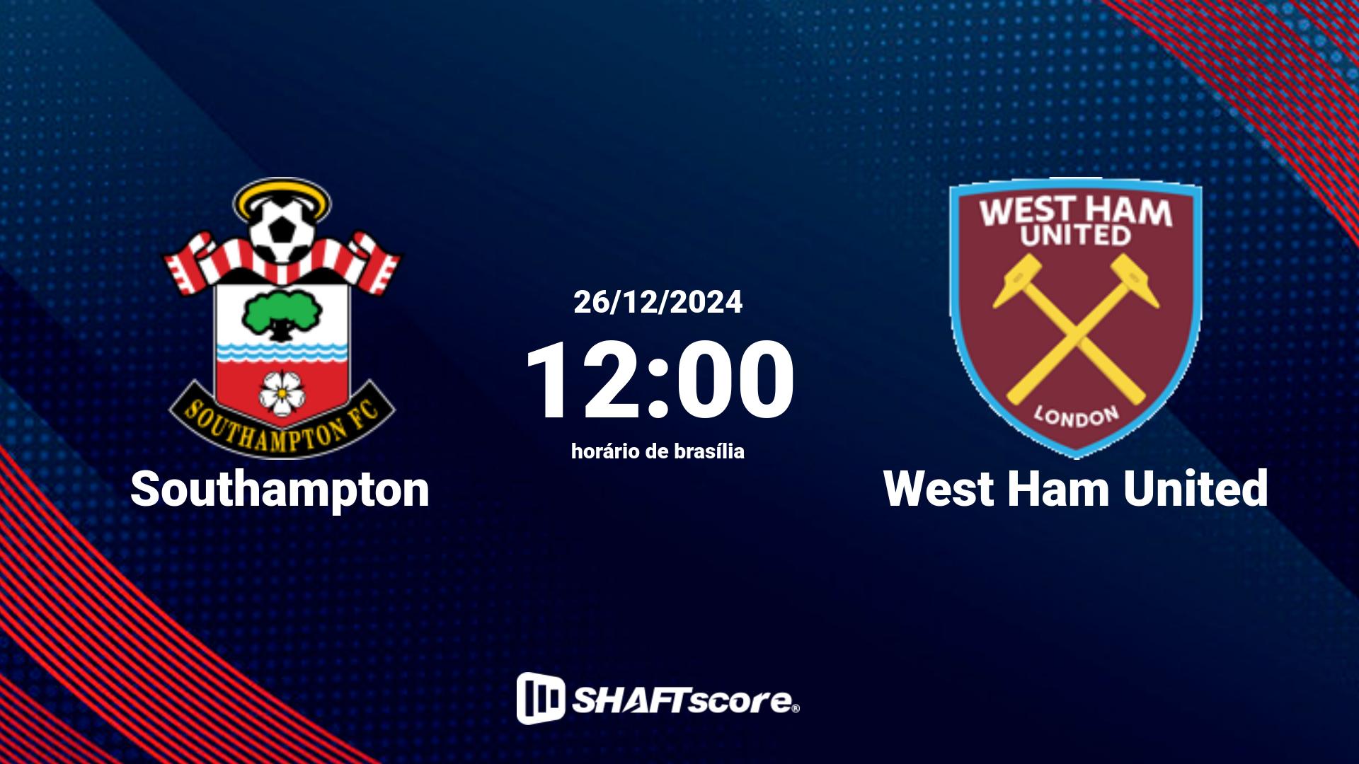 Estatísticas do jogo Southampton vs West Ham United 26.12 12:00