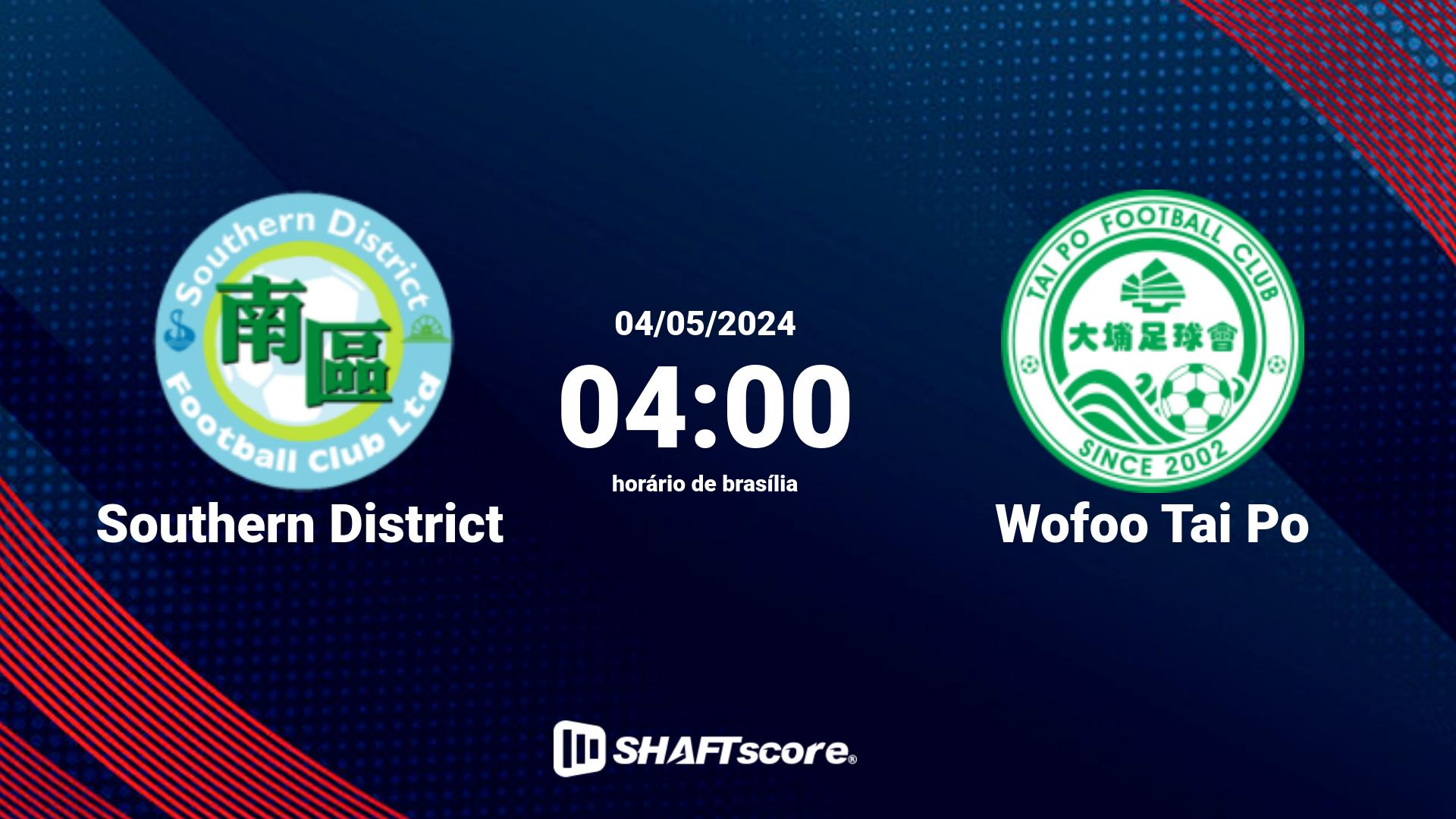 Estatísticas do jogo Southern District vs Wofoo Tai Po 04.05 04:00