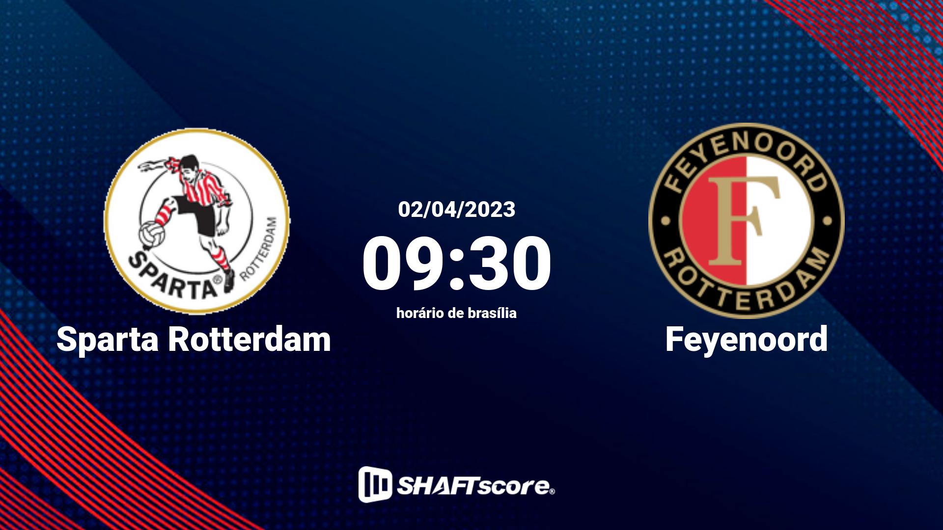 Estatísticas do jogo Sparta Rotterdam vs Feyenoord 02.04 09:30