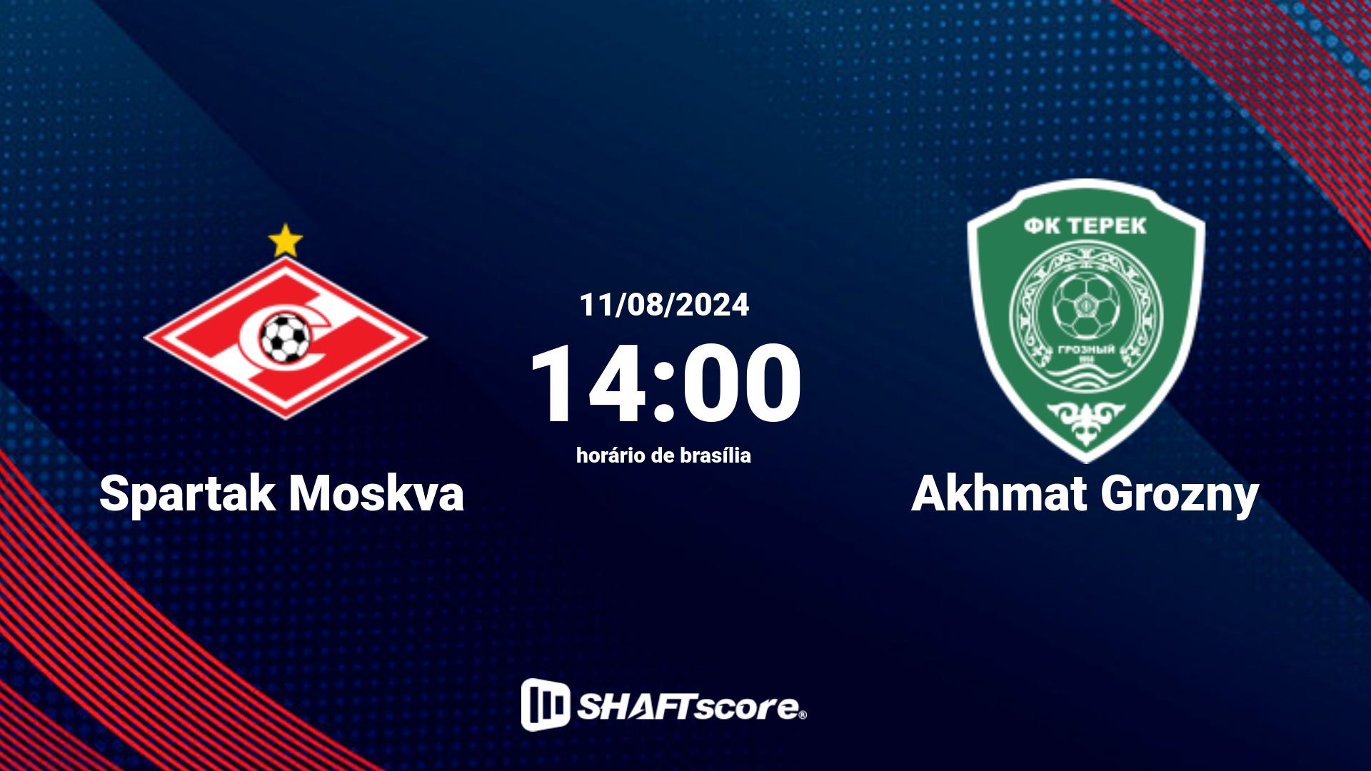 Estatísticas do jogo Spartak Moskva vs Akhmat Grozny 11.08 14:00