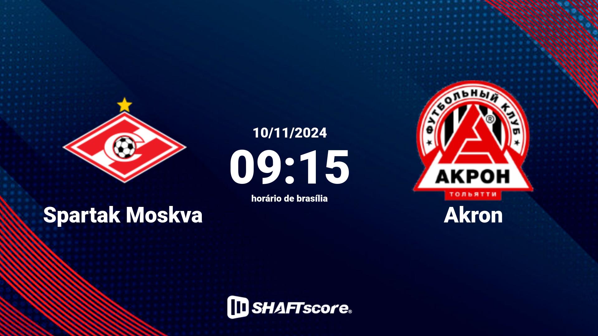 Estatísticas do jogo Spartak Moskva vs Akron 10.11 09:15