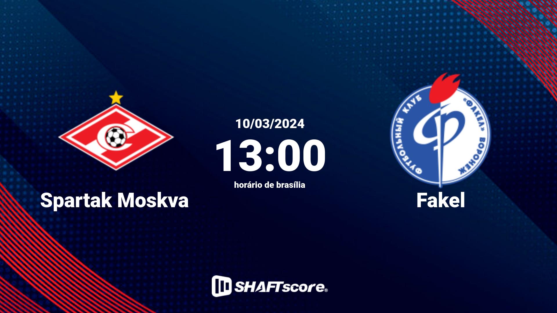 Estatísticas do jogo Spartak Moskva vs Fakel 10.03 13:00