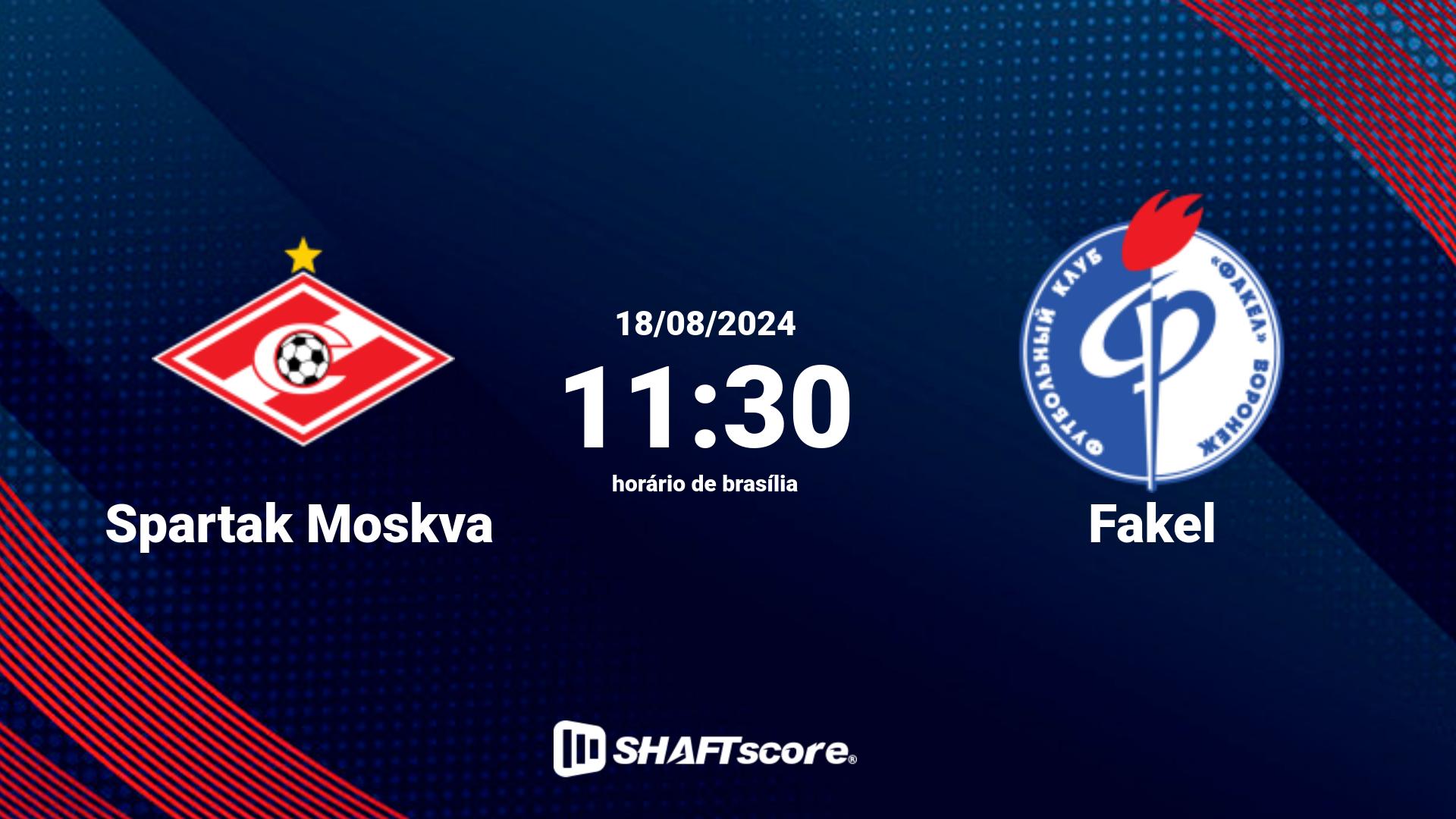 Estatísticas do jogo Spartak Moskva vs Fakel 18.08 11:30