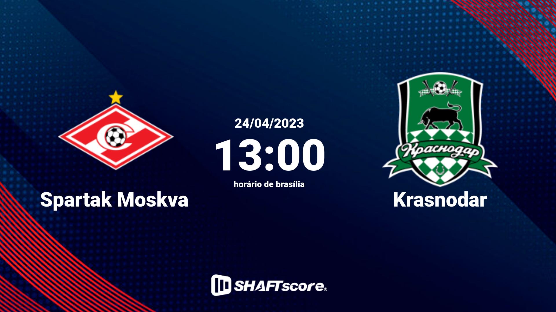 Estatísticas do jogo Spartak Moskva vs Krasnodar 24.04 13:00