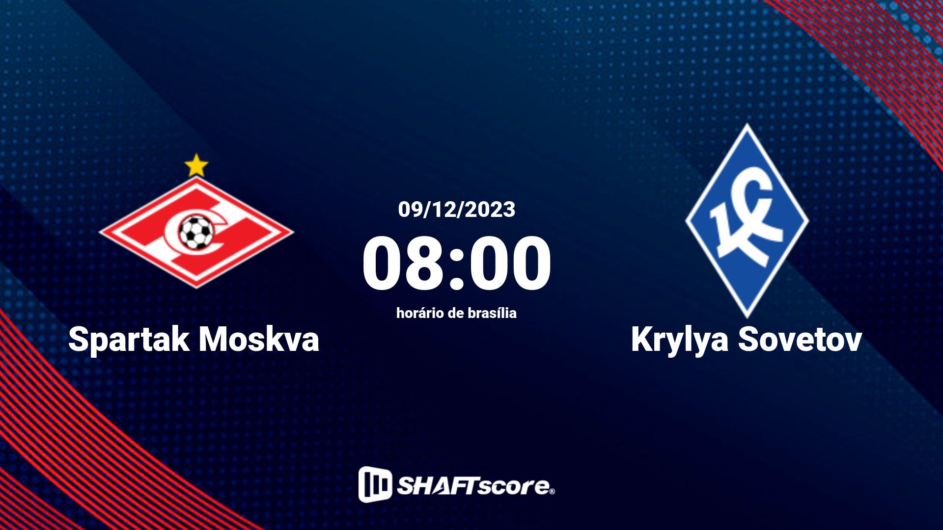 Estatísticas do jogo Spartak Moskva vs Krylya Sovetov 09.12 08:00