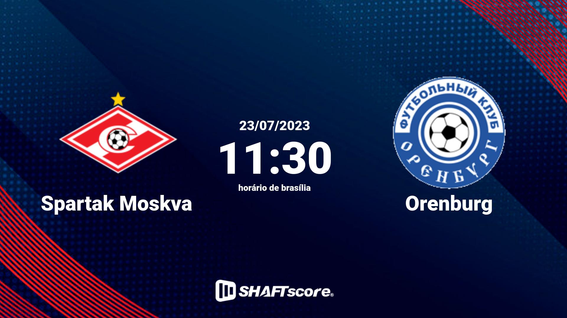 Estatísticas do jogo Spartak Moskva vs Orenburg 23.07 11:30