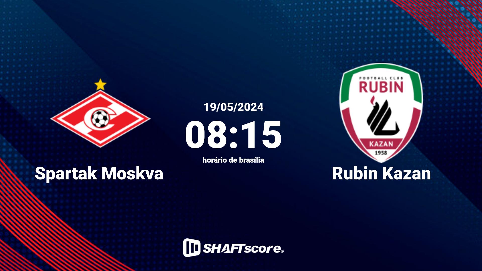 Estatísticas do jogo Spartak Moskva vs Rubin Kazan 19.05 08:15