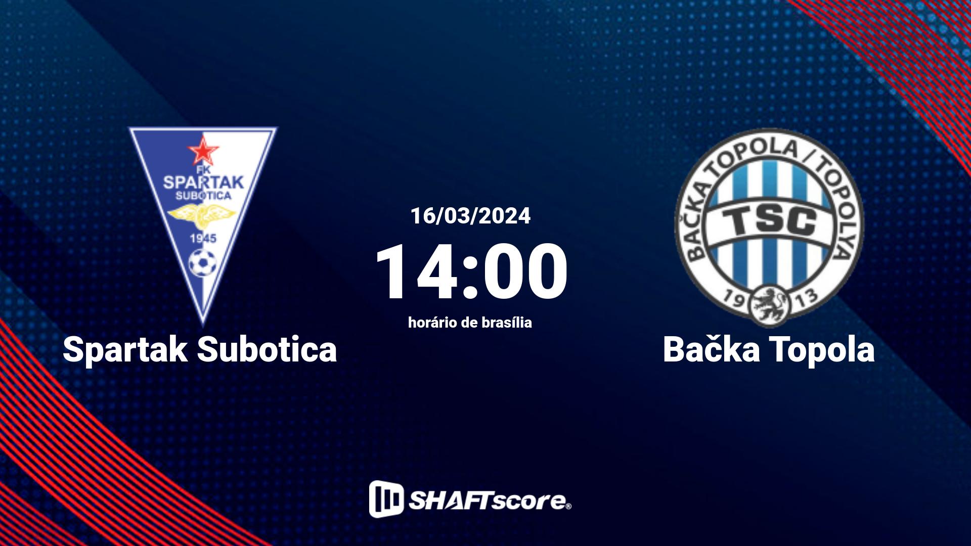 Estatísticas do jogo Spartak Subotica vs Bačka Topola 16.03 14:00