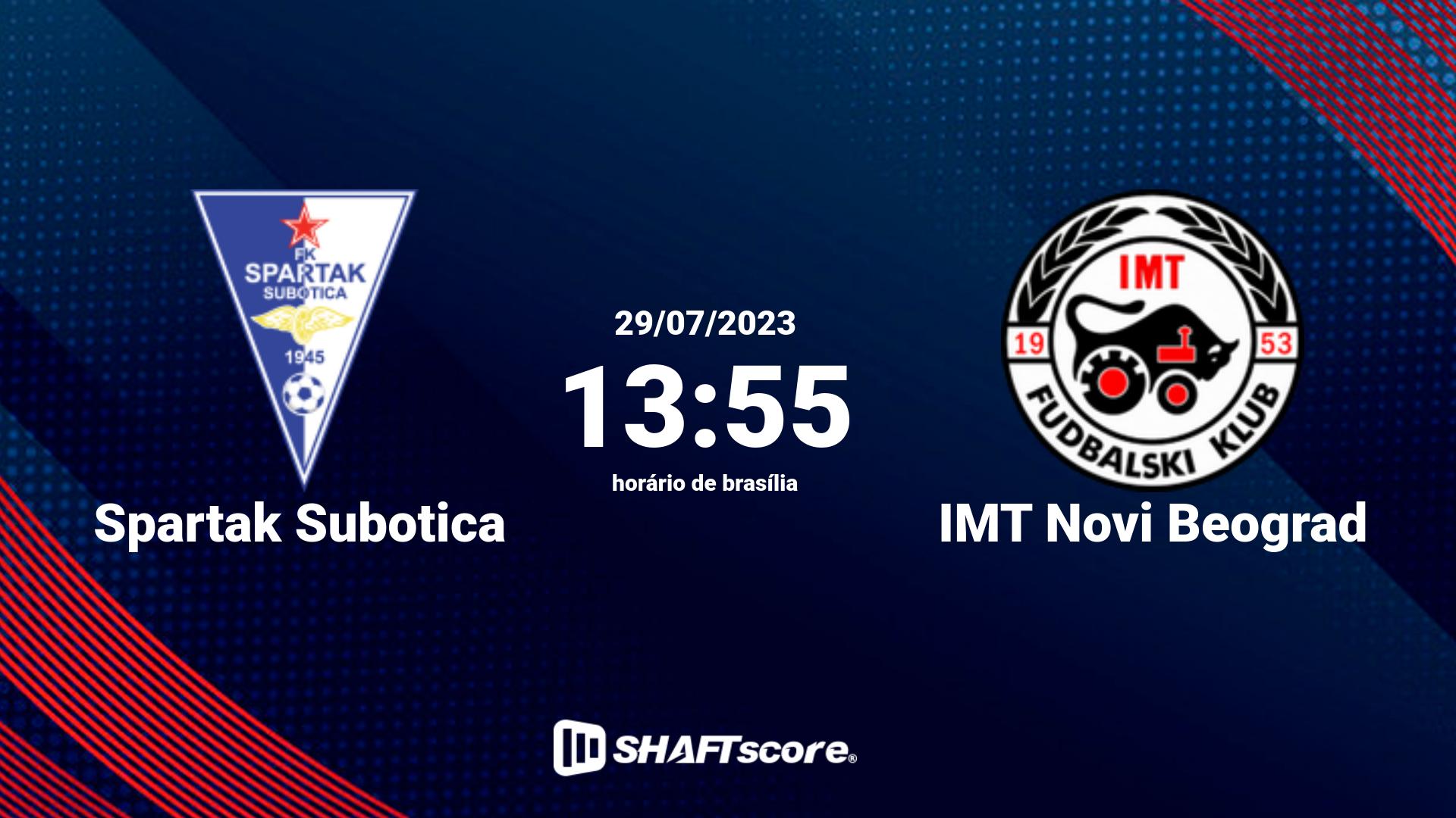 Estatísticas do jogo Spartak Subotica vs IMT Novi Beograd 29.07 13:55