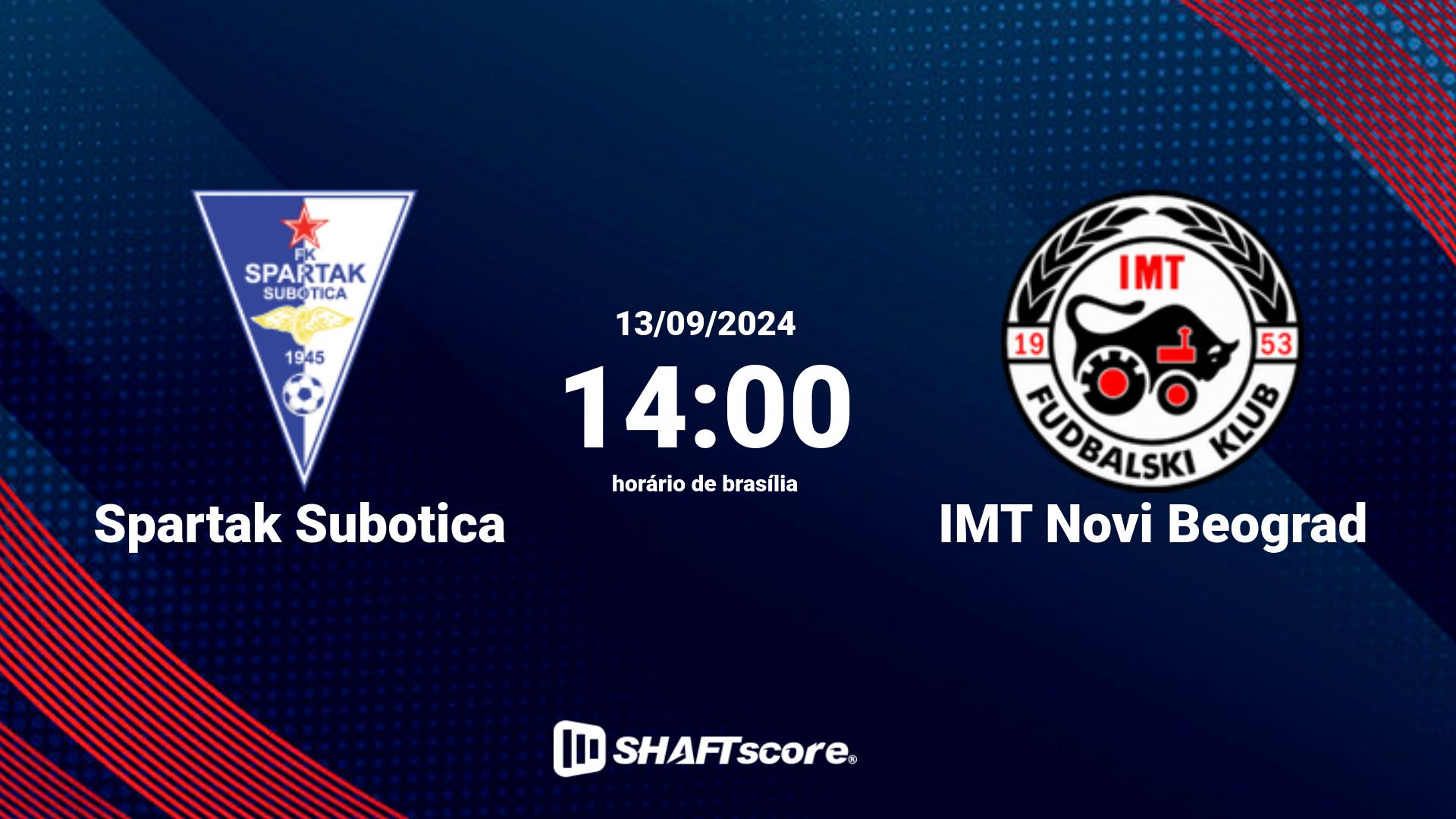 Estatísticas do jogo Spartak Subotica vs IMT Novi Beograd 13.09 14:00