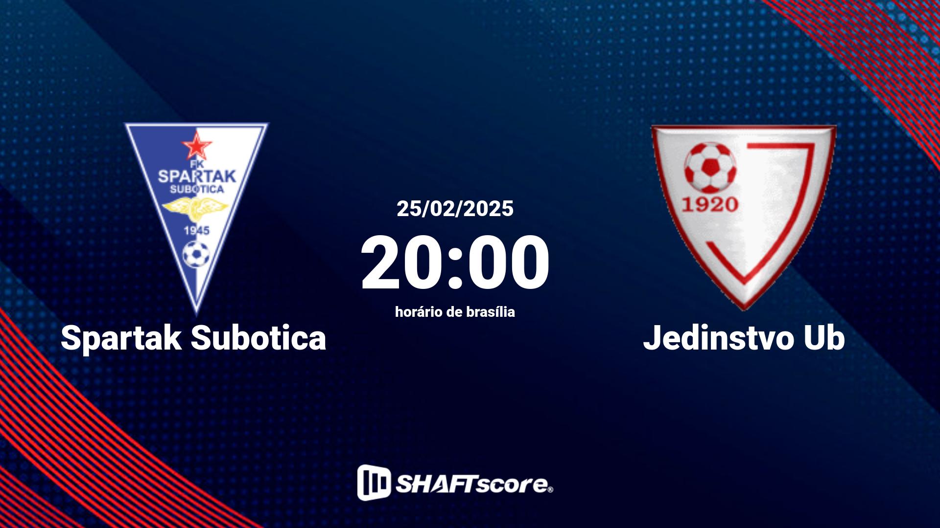 Estatísticas do jogo Spartak Subotica vs Jedinstvo Ub 25.02 20:00