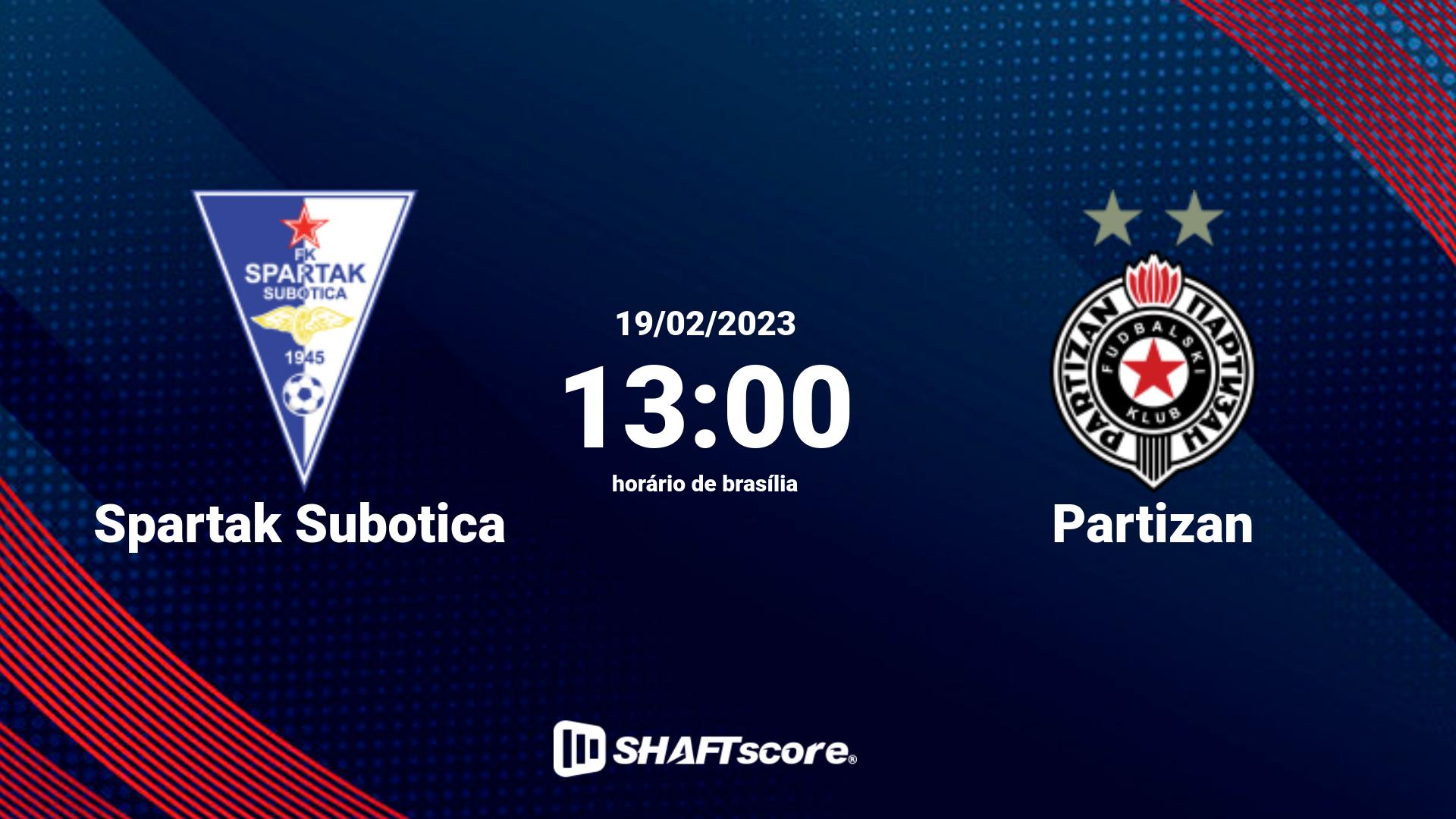 Estatísticas do jogo Spartak Subotica vs Partizan 19.02 13:00