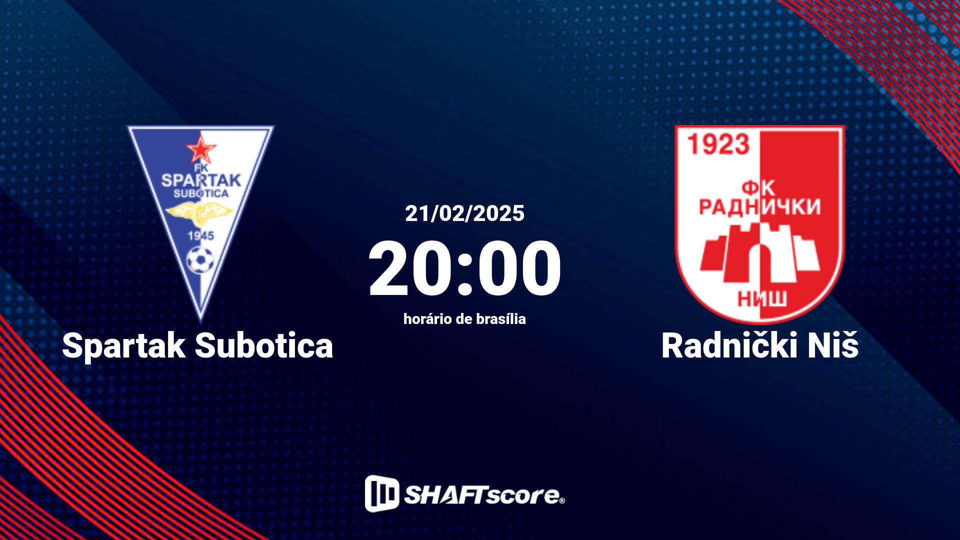 Estatísticas do jogo Spartak Subotica vs Radnički Niš 21.02 20:00