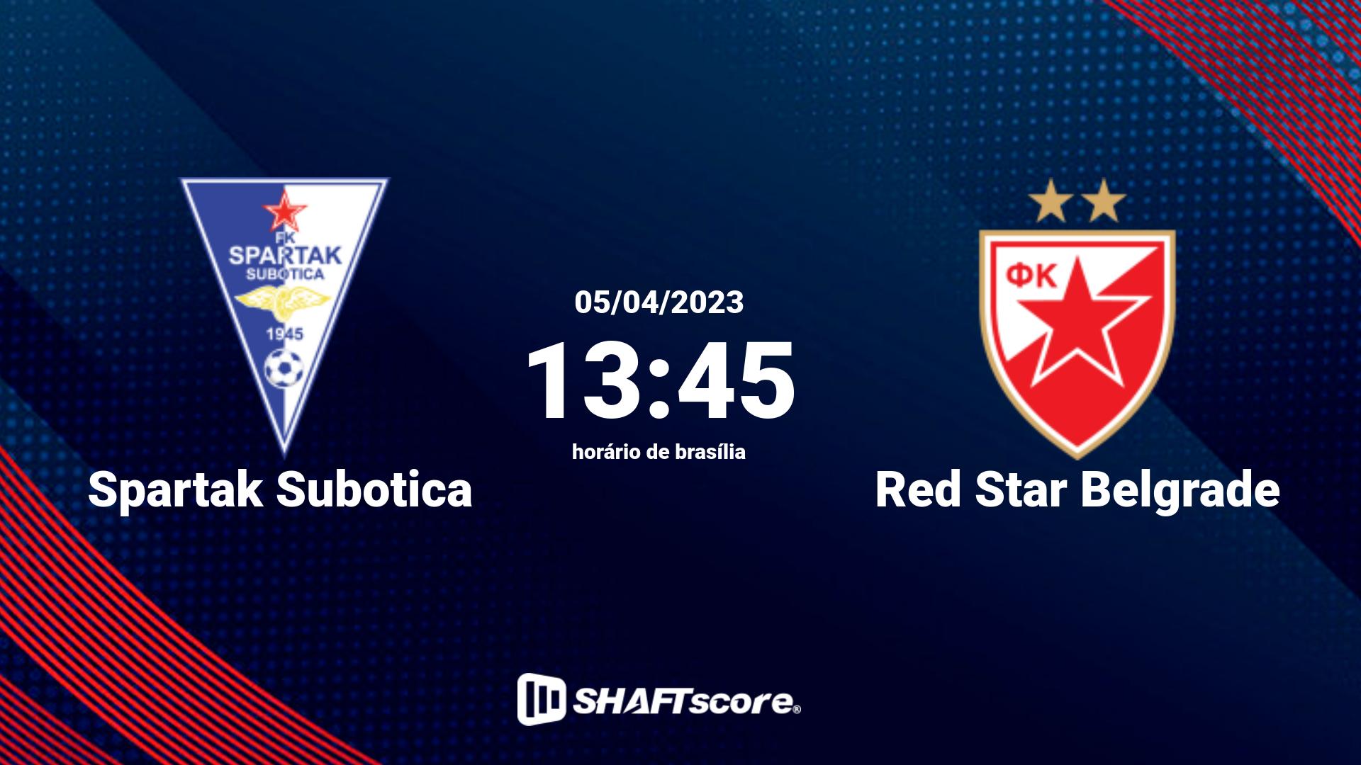 Estatísticas do jogo Spartak Subotica vs Red Star Belgrade 05.04 13:45