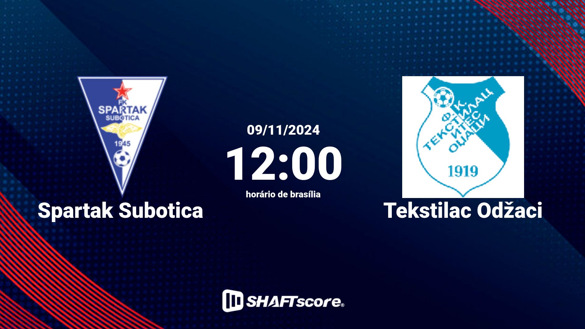 Estatísticas do jogo Spartak Subotica vs Tekstilac Odžaci 09.11 12:00