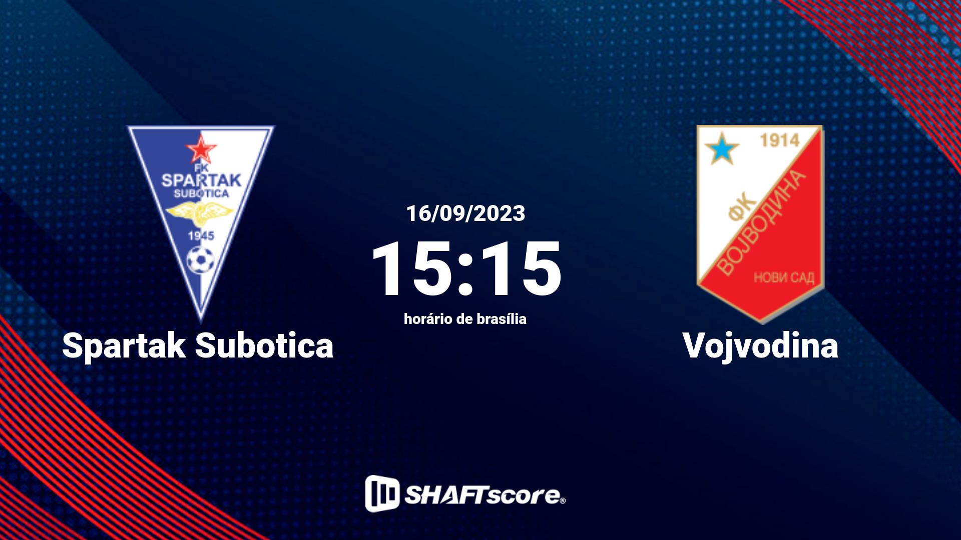 Estatísticas do jogo Spartak Subotica vs Vojvodina 16.09 15:15