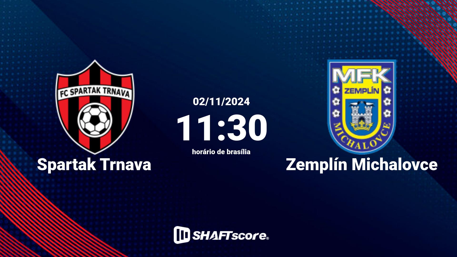 Estatísticas do jogo Spartak Trnava vs Zemplín Michalovce 02.11 11:30