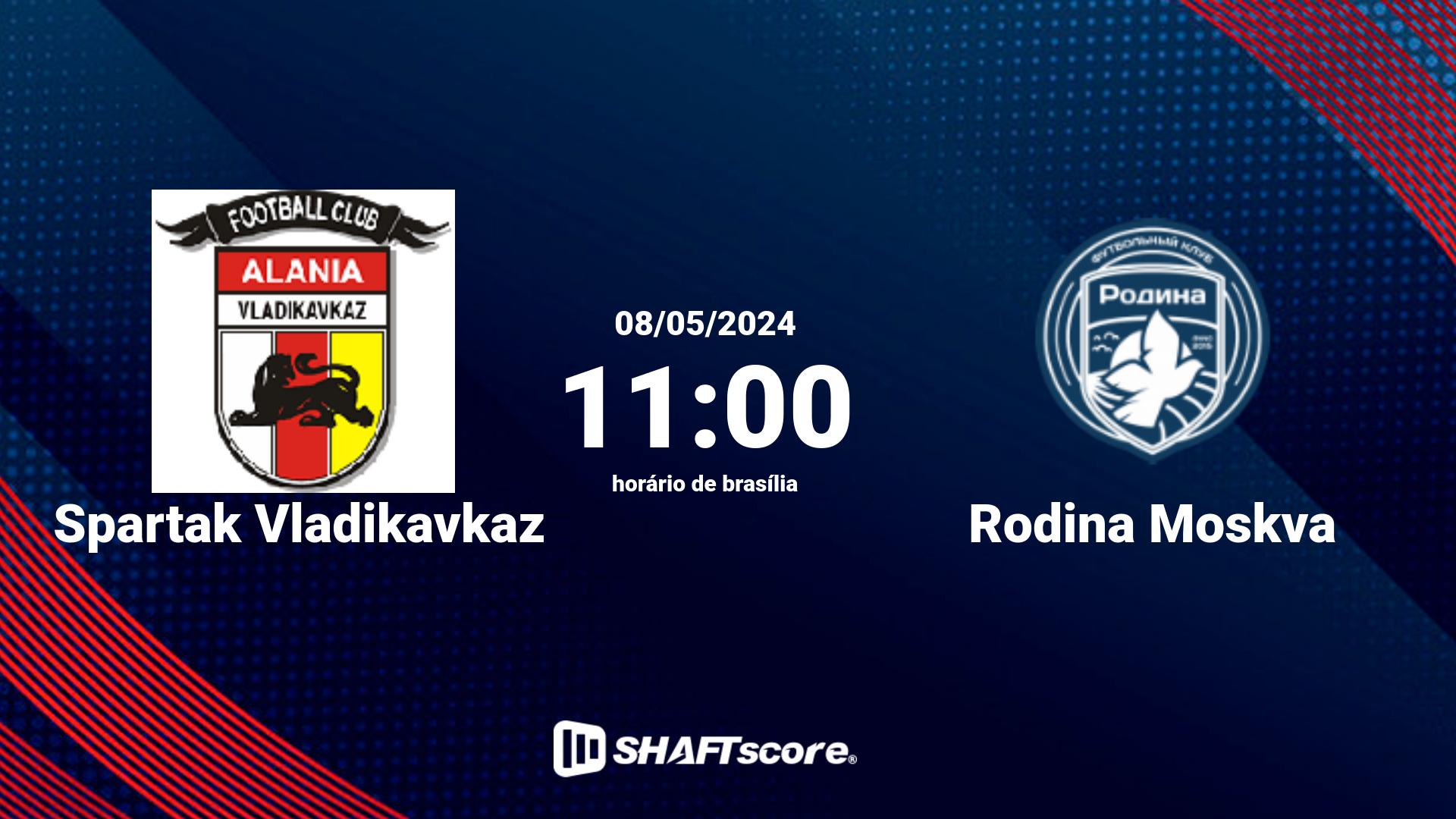 Estatísticas do jogo Spartak Vladikavkaz vs Rodina Moskva 08.05 11:00