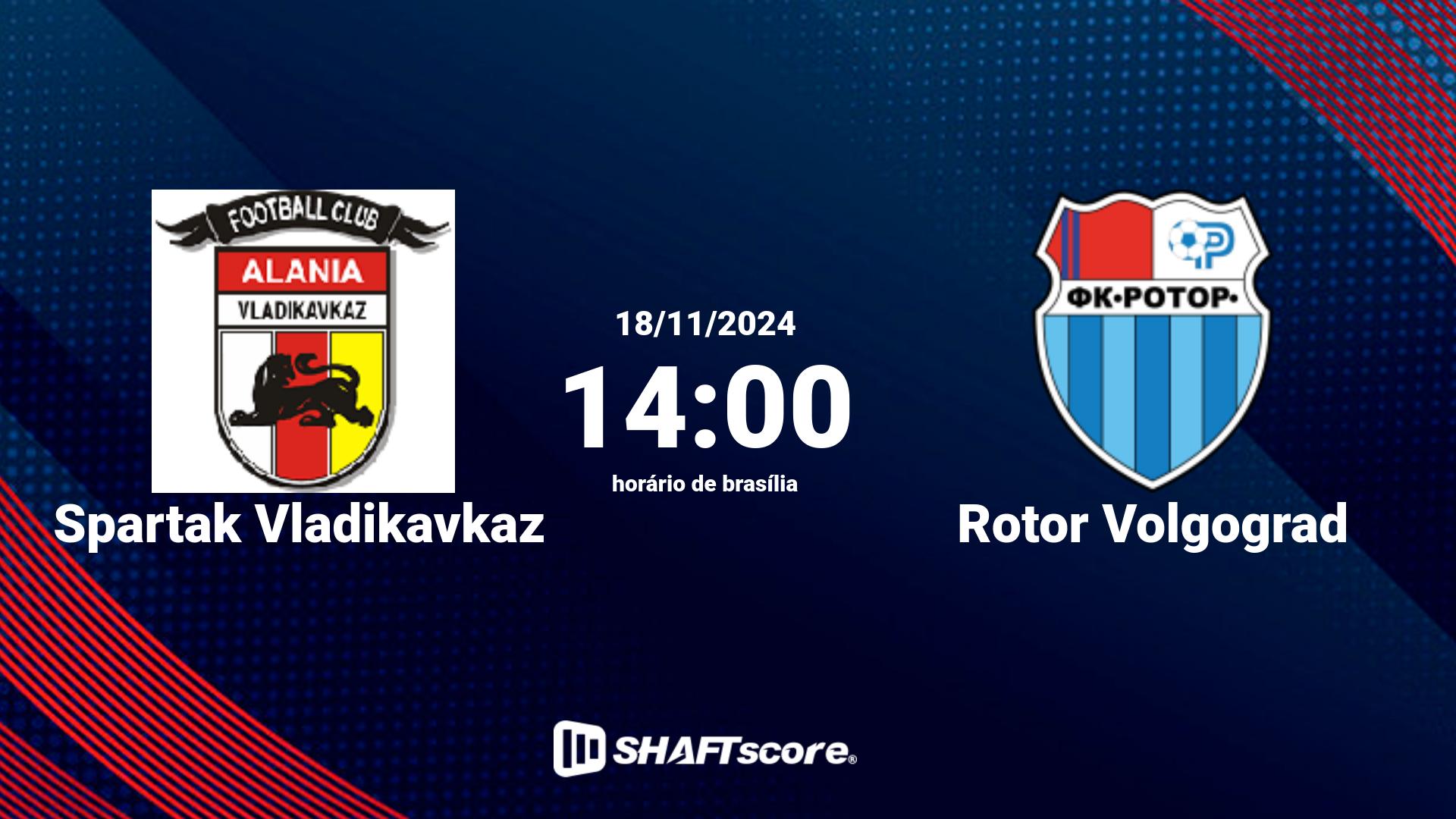 Estatísticas do jogo Spartak Vladikavkaz vs Rotor Volgograd 18.11 14:00