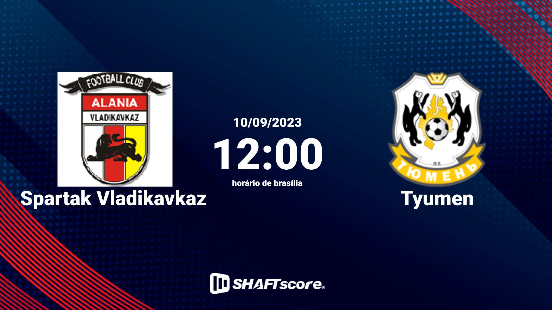 Estatísticas do jogo Spartak Vladikavkaz vs Tyumen 10.09 12:00