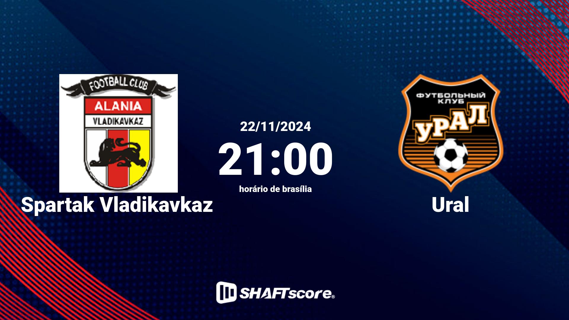 Estatísticas do jogo Spartak Vladikavkaz vs Ural 22.11 21:00