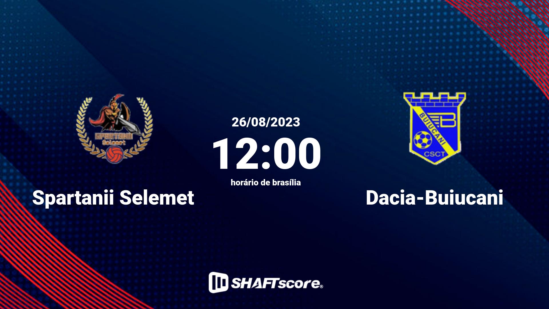 Estatísticas do jogo Spartanii Selemet vs Dacia-Buiucani 26.08 12:00