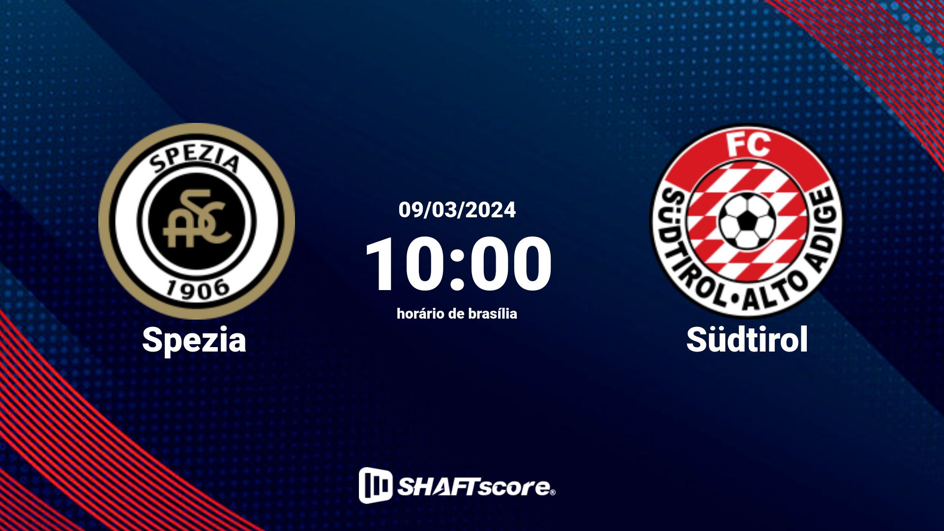 Estatísticas do jogo Spezia vs Südtirol 09.03 10:00