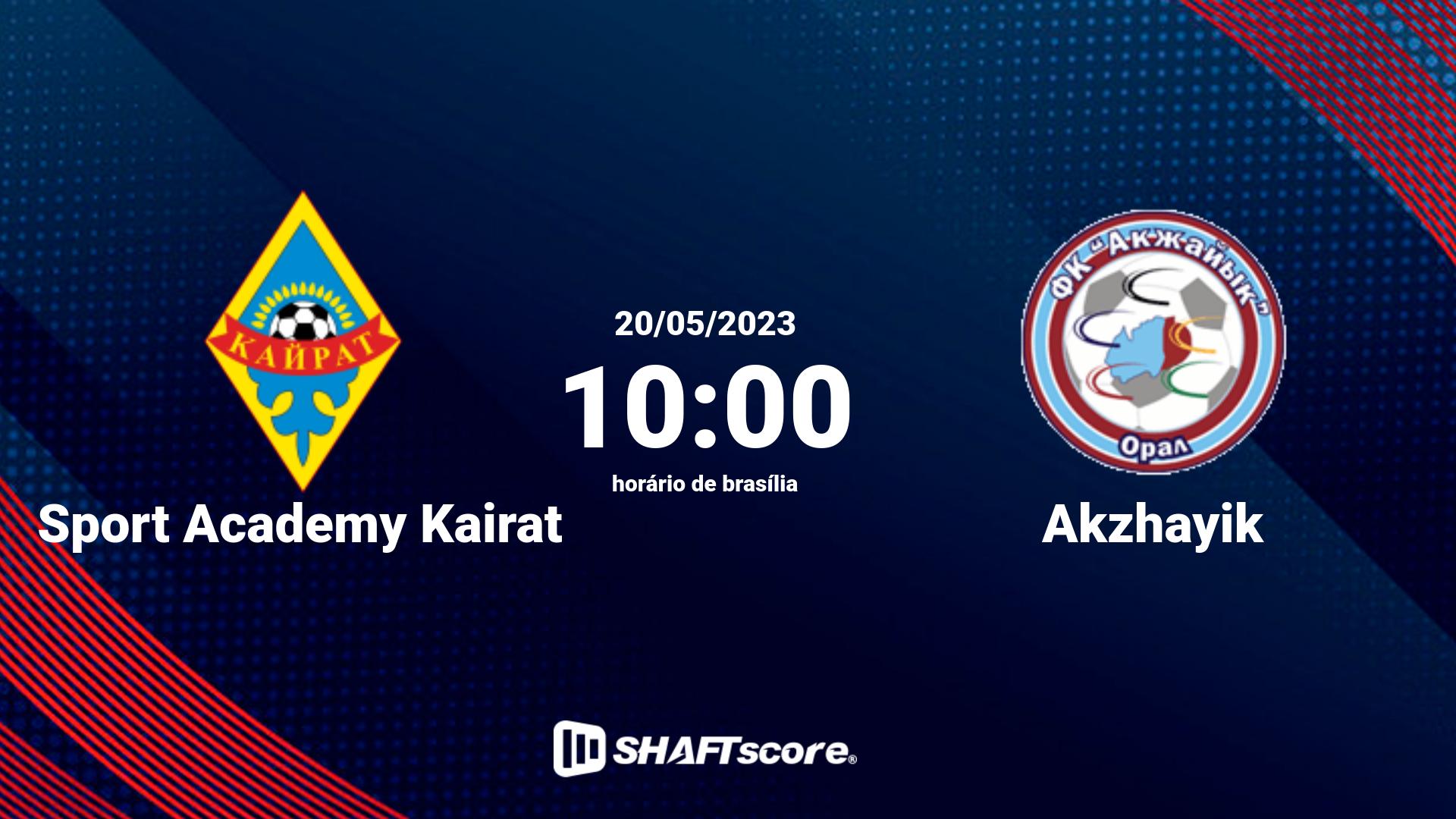 Estatísticas do jogo Sport Academy Kairat vs Akzhayik 20.05 10:00