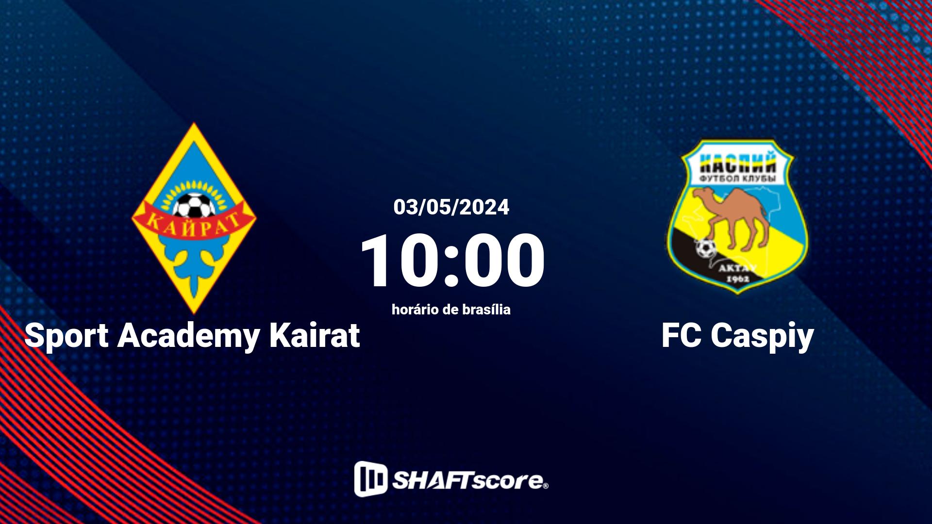 Estatísticas do jogo Sport Academy Kairat vs FC Caspiy 03.05 10:00