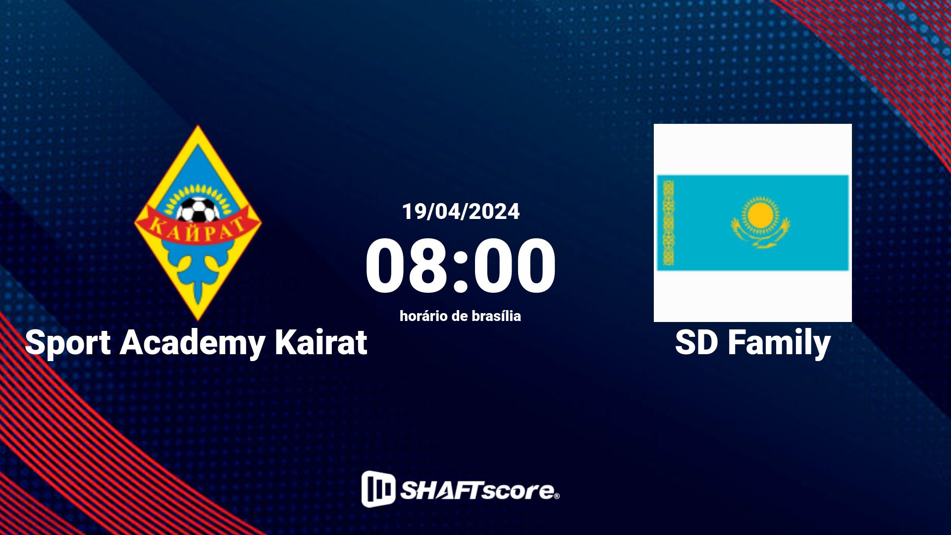 Estatísticas do jogo Sport Academy Kairat vs SD Family 19.04 08:00