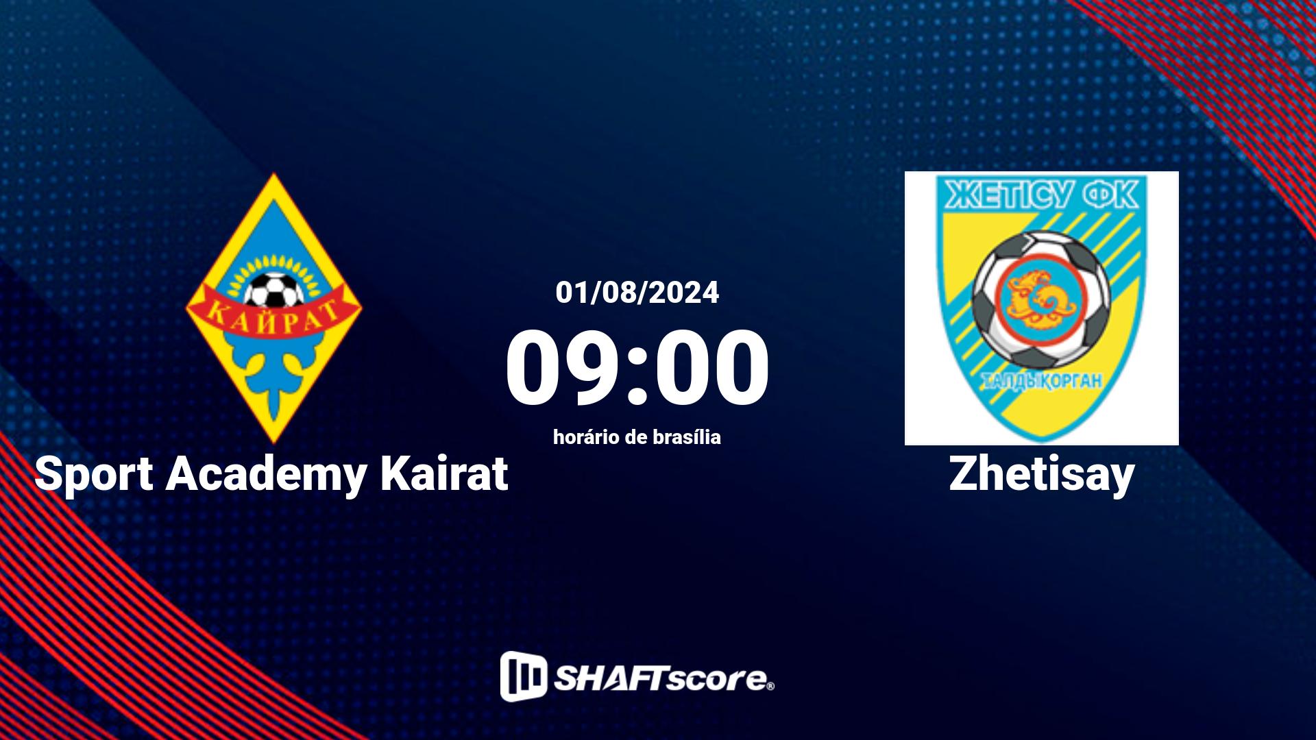 Estatísticas do jogo Sport Academy Kairat vs Zhetisay 01.08 09:00