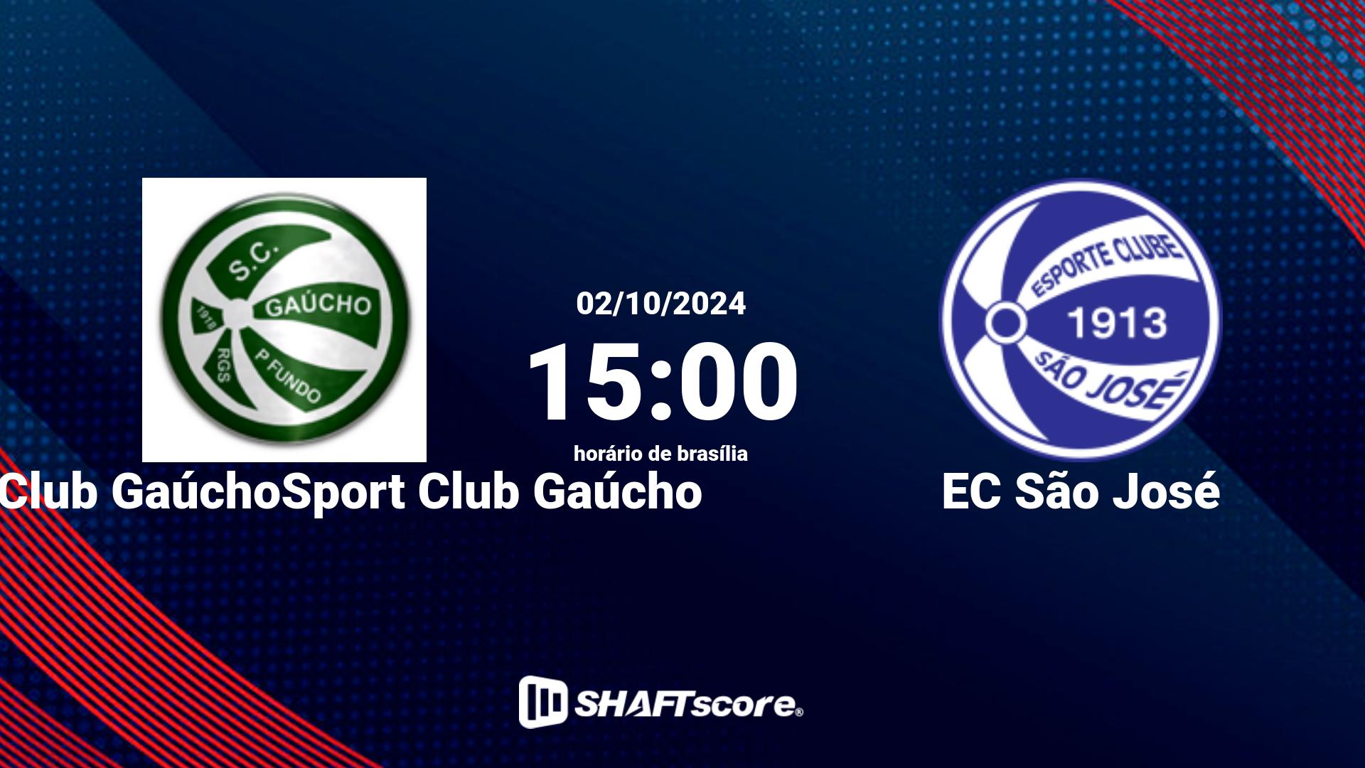 Estatísticas do jogo Sport Club GaúchoSport Club Gaúcho vs EC São José 02.10 15:00