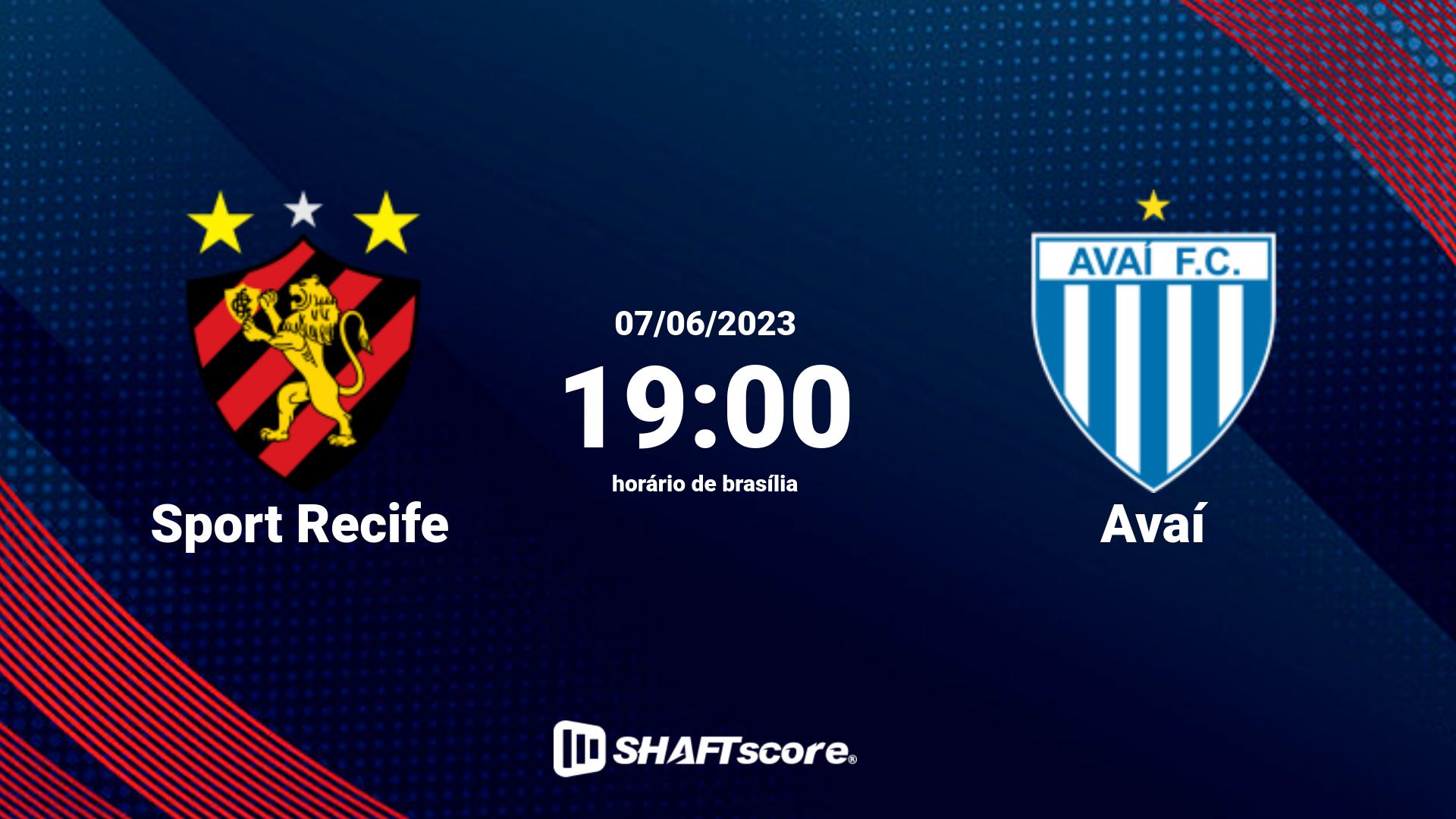 Estatísticas do jogo Sport Recife vs Avaí 07.06 19:00