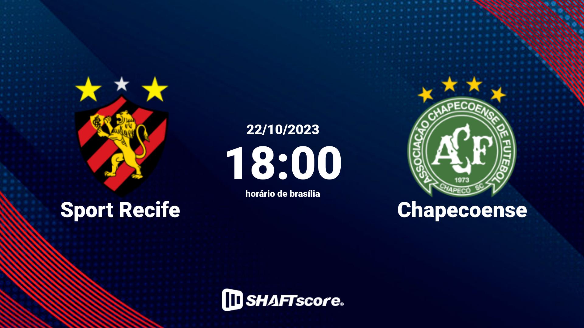 Estatísticas do jogo Sport Recife vs Chapecoense 22.10 18:00